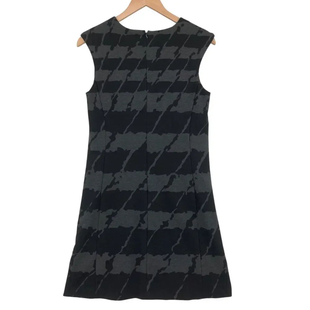 Michael Kors Black Gray Camouflage Sheath Dress Small Womens Sleeveless Back Zip